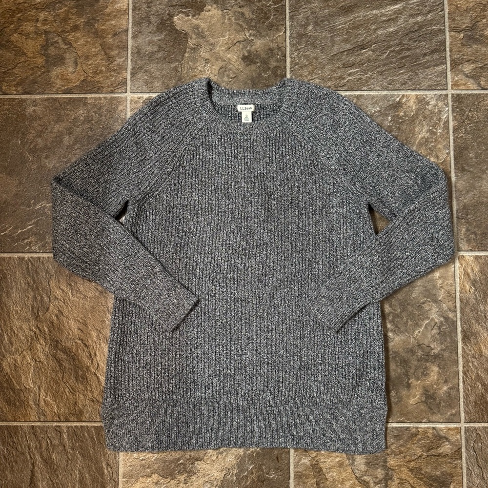 L.L. Bean Women's Cotton Crewneck Sweater Dark Navy White Size Medium M